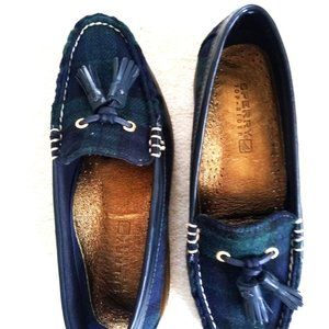 Sperry Topsider Boat Shoes - Eden navy/green plaid wool - Size 5 -- NEW - in box